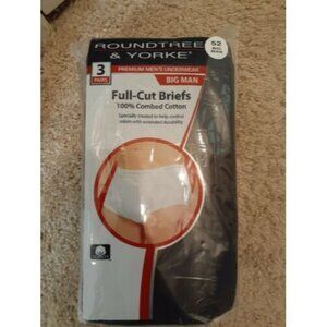 Roundtree & Yorke Full-Cut Briefs 3 Pack Mens Size 52, New in Package